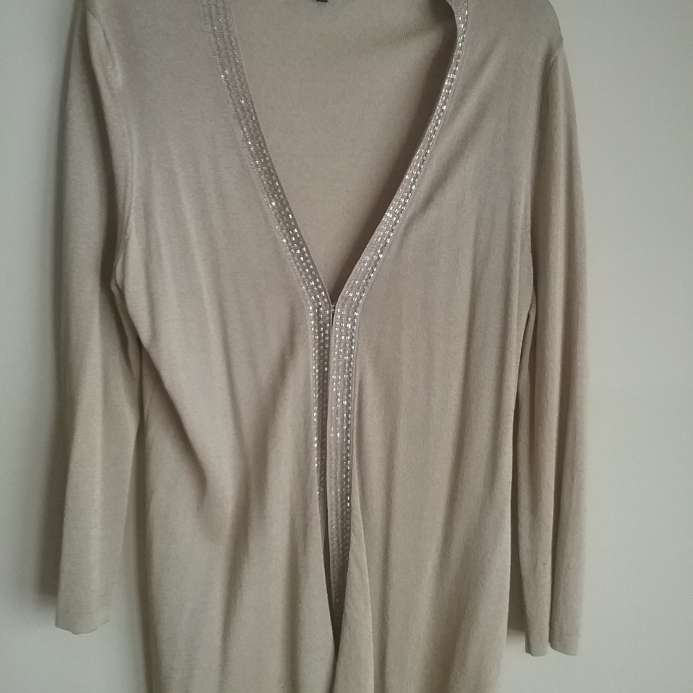 Sweater with beaded front closure